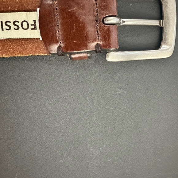 Fossil Brown Genuine Leather Belt with Silver Buckle - Picture 5 of 6